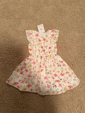 US Angels Floral Eyelet Dress